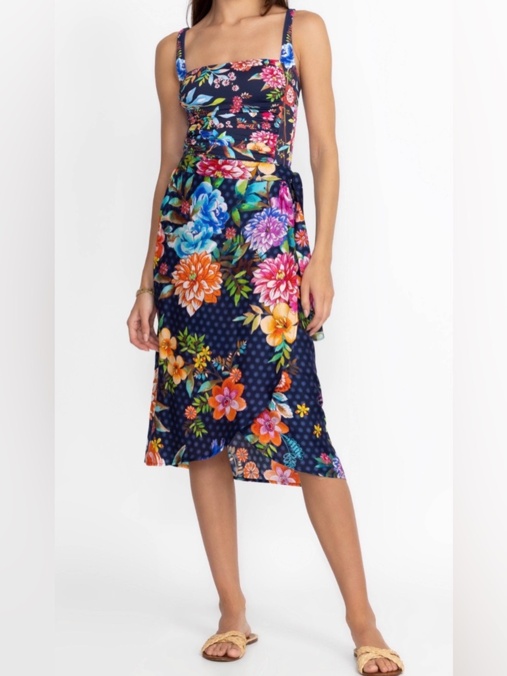 New JOHNNY WAS Ocean Dreamer Wrap midi skirt XS